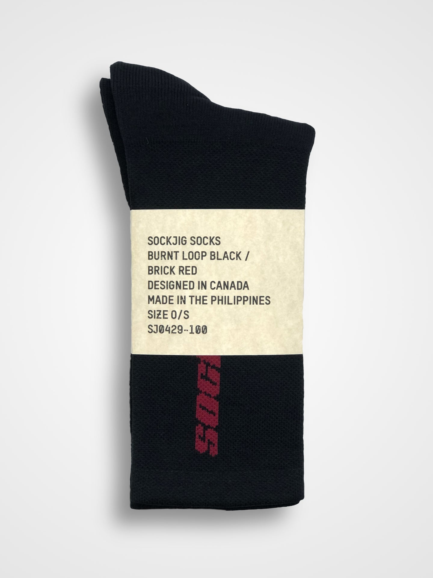 Sockjig Socks - Burnt Loop Black / Brick Red
