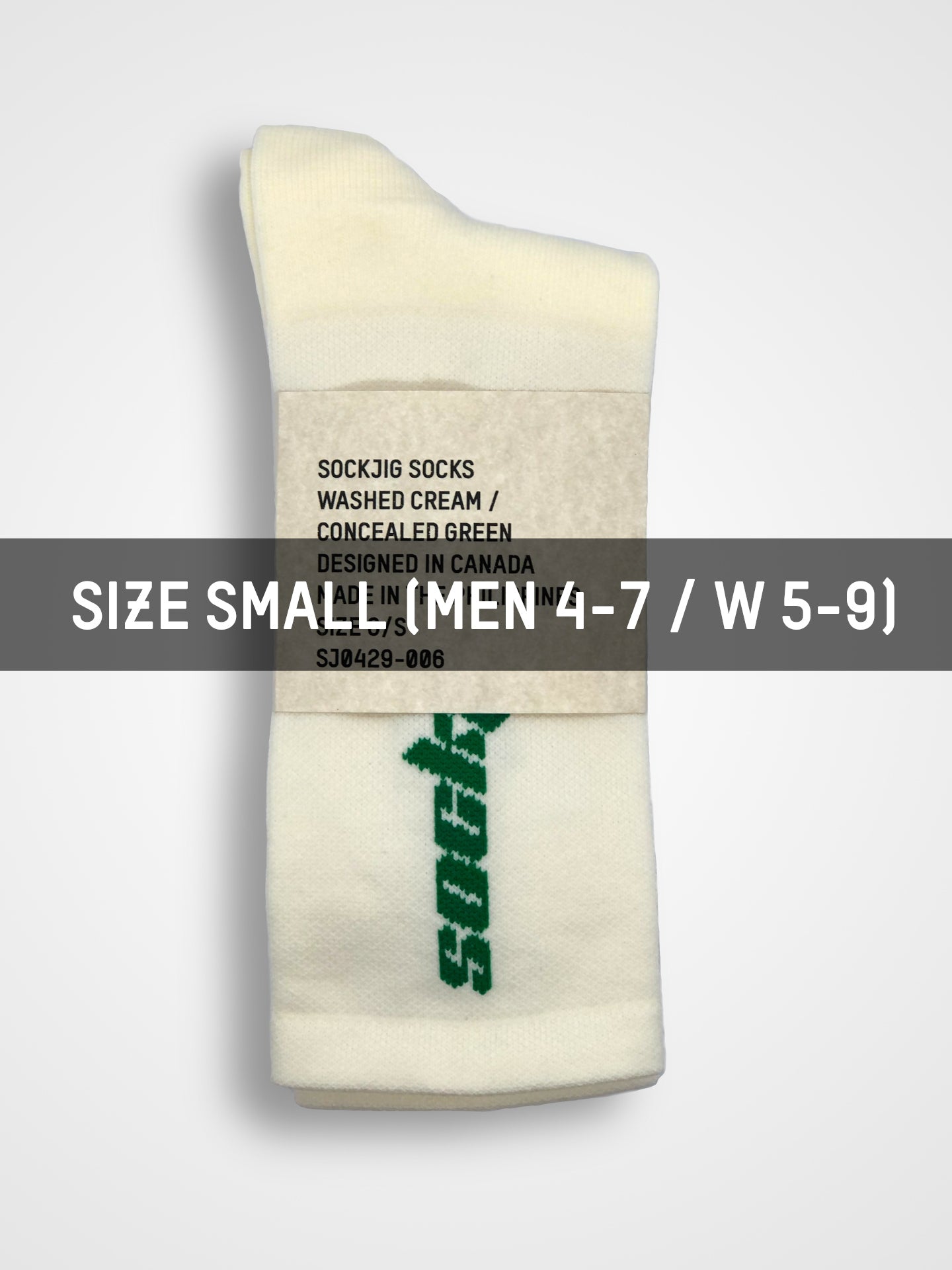 Sockjig Socks - Washed Cream / Concealed Green SIZE SMALL